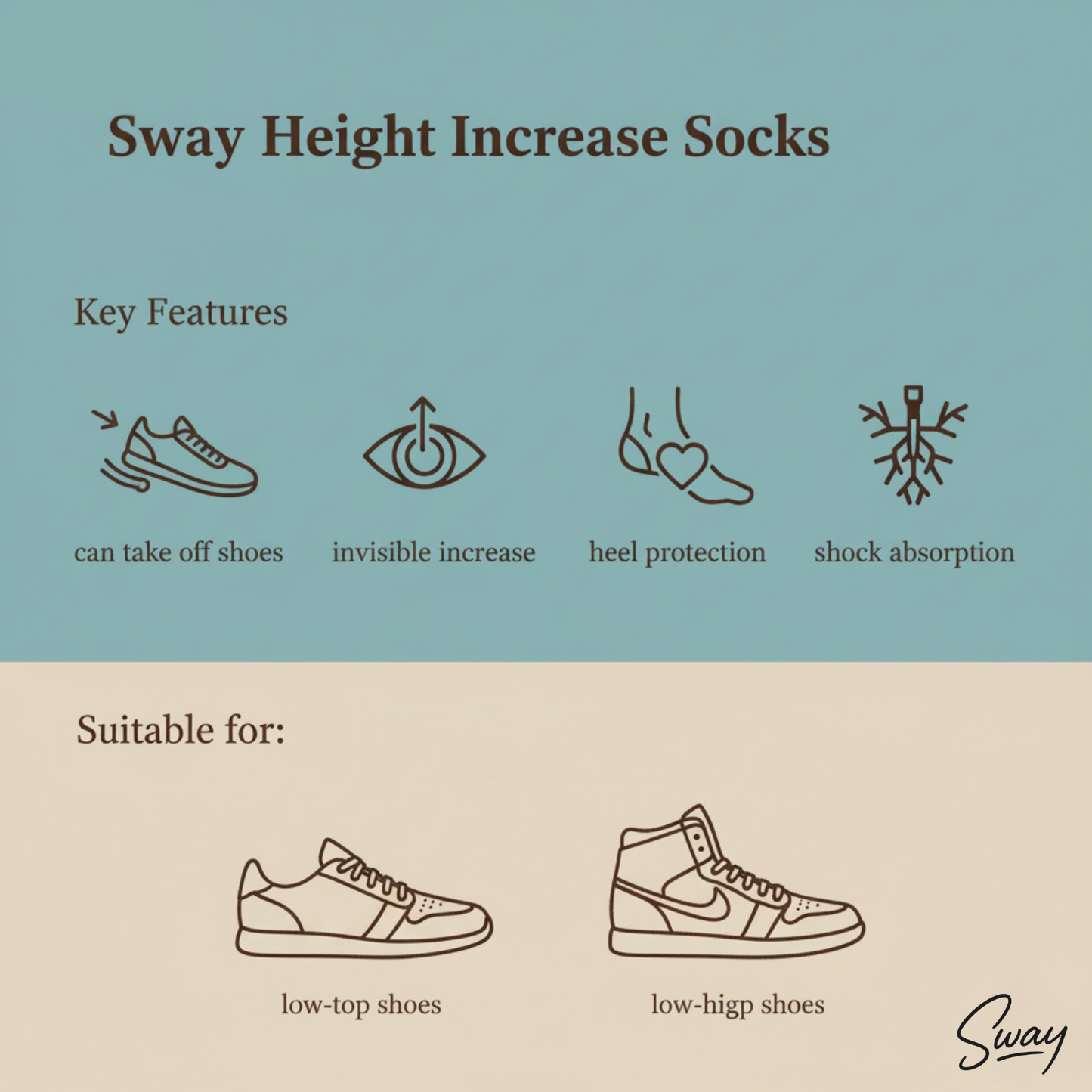 Sway HeightBoost™ Silicone Height Increase Socks