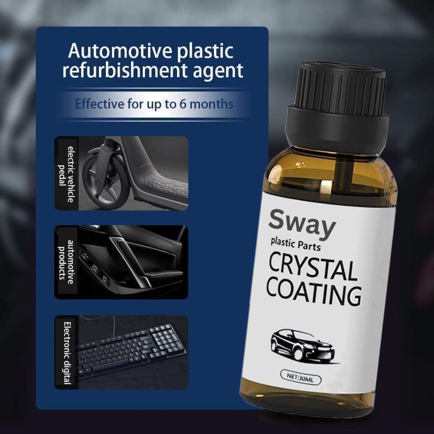 Sway™ Crystal Coating for Cars – Dashboard & Interior Revitalizing Polish (Buy 1 Get 1 Free)
