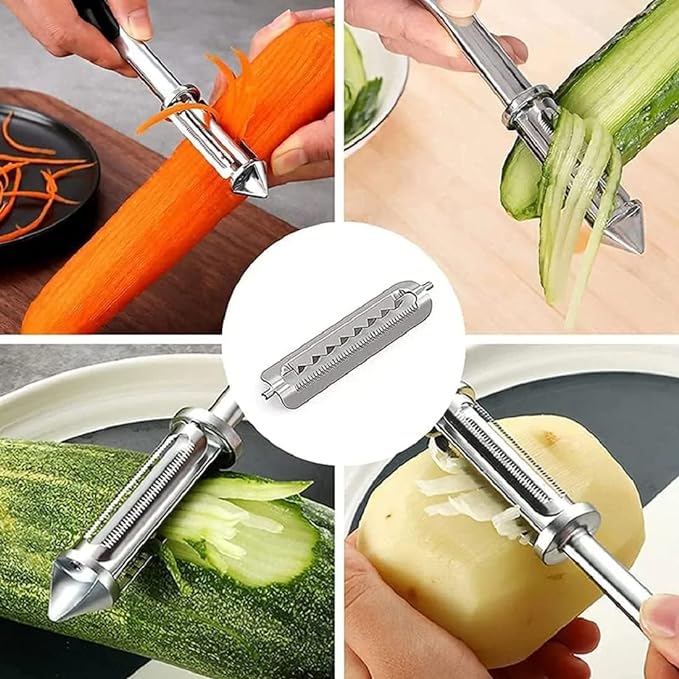 3 in 1 Stainless steel Multifunctional Veggie Peeler (Buy 1 Get 1 Free - Pack of 2)