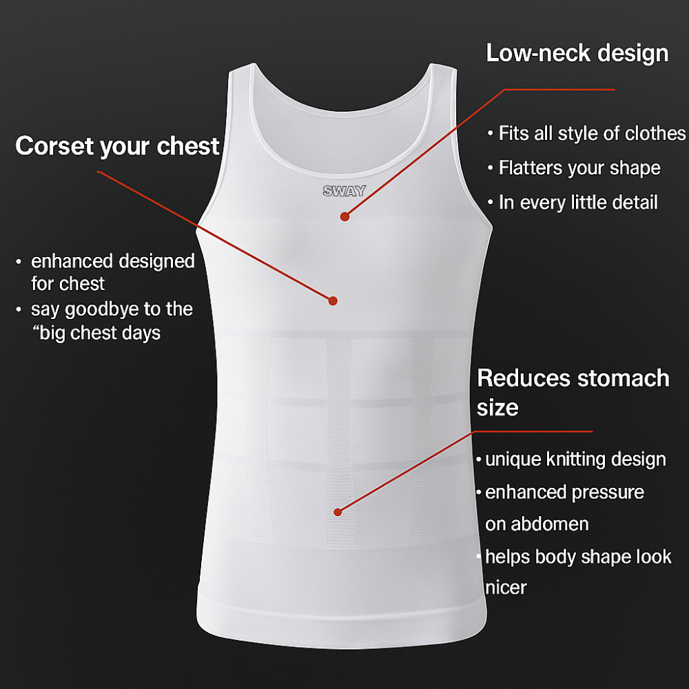 Sway Premium Men’s Body Shaper Vest - Feel the support, see the difference!