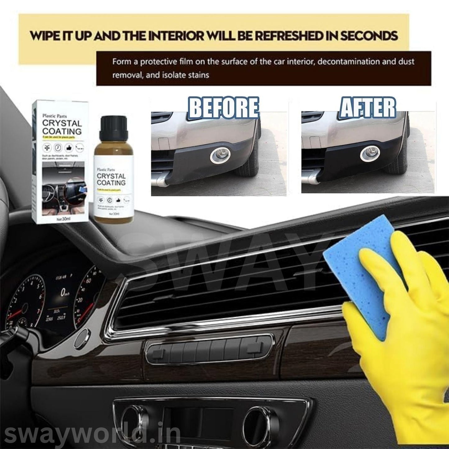 Sway™ Crystal Coating for Cars – Dashboard & Interior Revitalizing Polish (Buy 1 Get 1 Free)