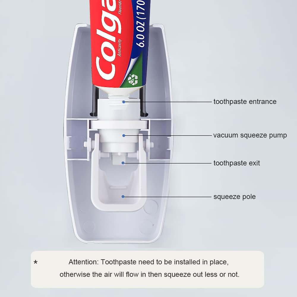 Sway Toothpaste Dispenser & Toothbrush Holder (Wall-Mount, Hands-Free, Mess-Free)