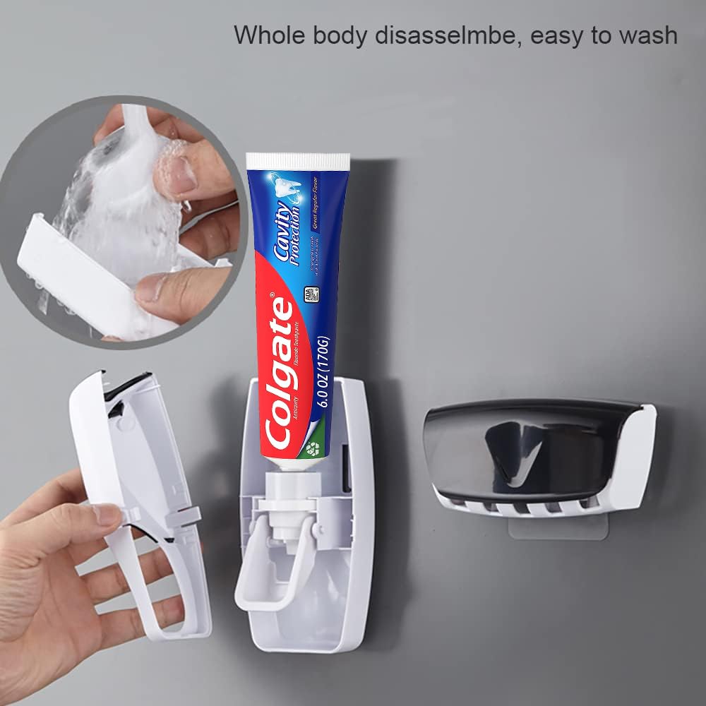 Sway Toothpaste Dispenser & Toothbrush Holder (Wall-Mount, Hands-Free, Mess-Free)