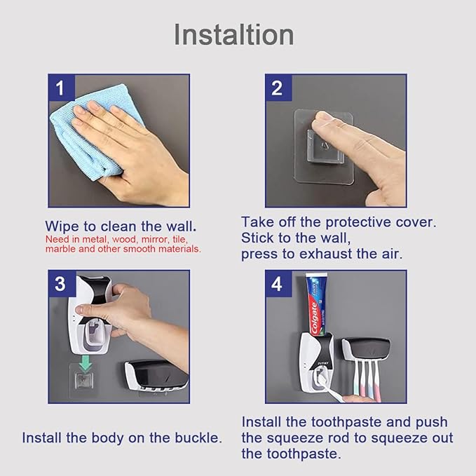 Sway Toothpaste Dispenser & Toothbrush Holder (Wall-Mount, Hands-Free, Mess-Free)