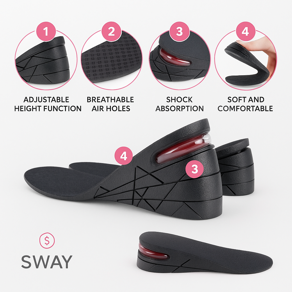 Sway Height Increase Insoles 4 Layers